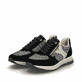 Baskets basses Rieker noires pour femme 49010-01 avec fermeture éclair. Chaussures inclinées sur le côté.
