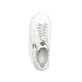 Weißer Rieker Damen Sneaker Low M7712-80 Schwenninger Wild Wings Special Edition mit Eishockey-Schnürsenkeln und Logo. Schuh von oben.