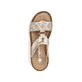 Beige Rieker Damen Pantoletten V2864-60 mit Schmuckelementen. Schuh von oben.