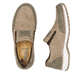 Beige Rieker Herren Slipper 03354-64 mit Elastikeinsatz sowie Extraweite H. Schuh von oben, liegend.