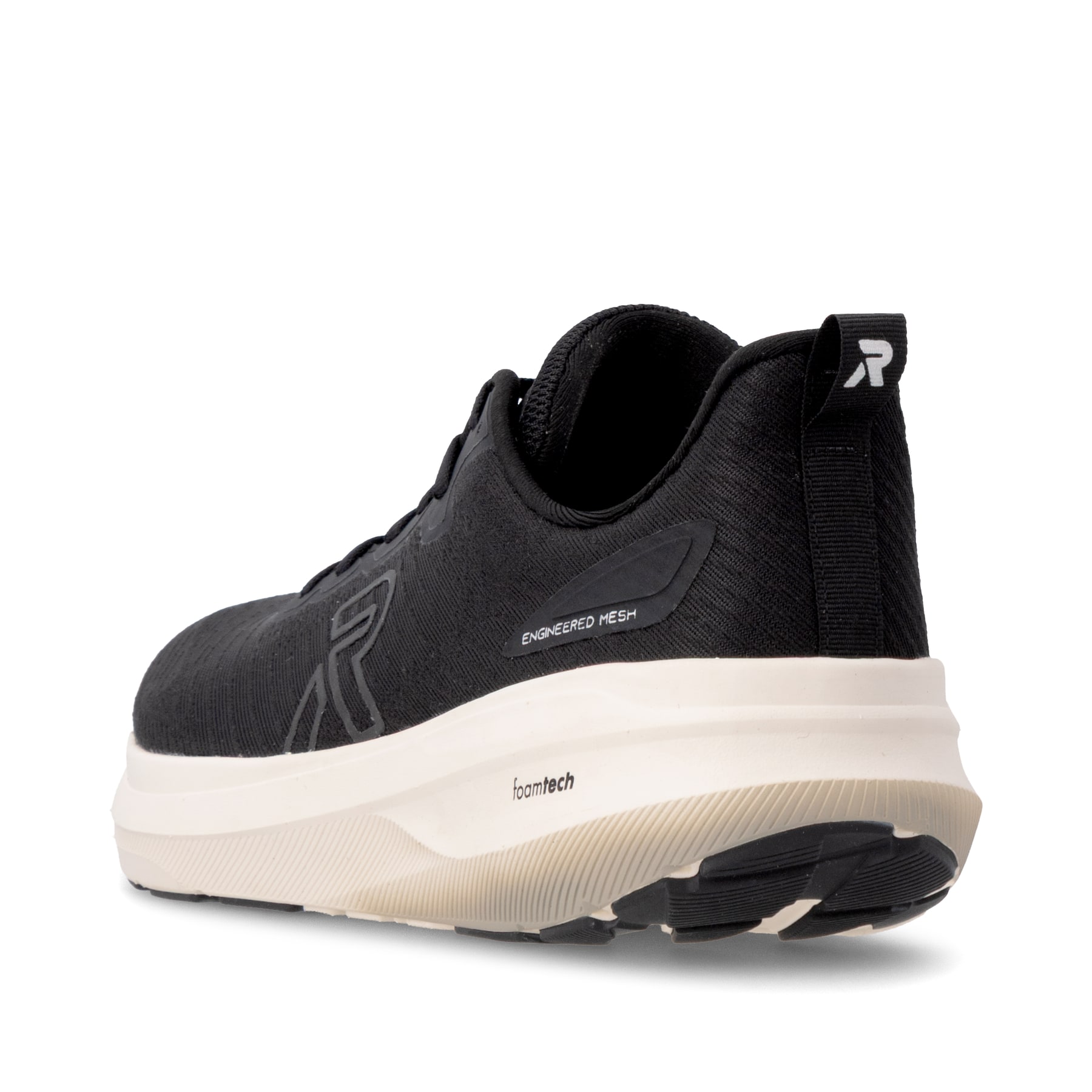 Schwarze Rieker Sport Herren Sneaker Low U4301-01. Schuh von hinten.
