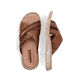 Braune Rieker Herren Pantoletten 21384-25 mit glänzenden Zierösen. Schuh von oben, liegend.