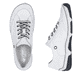Weiße Rieker Damen Schnürschuhe 55901-80 aus Glattleder mit modernen Ziernähten. Schuh von oben, liegend.