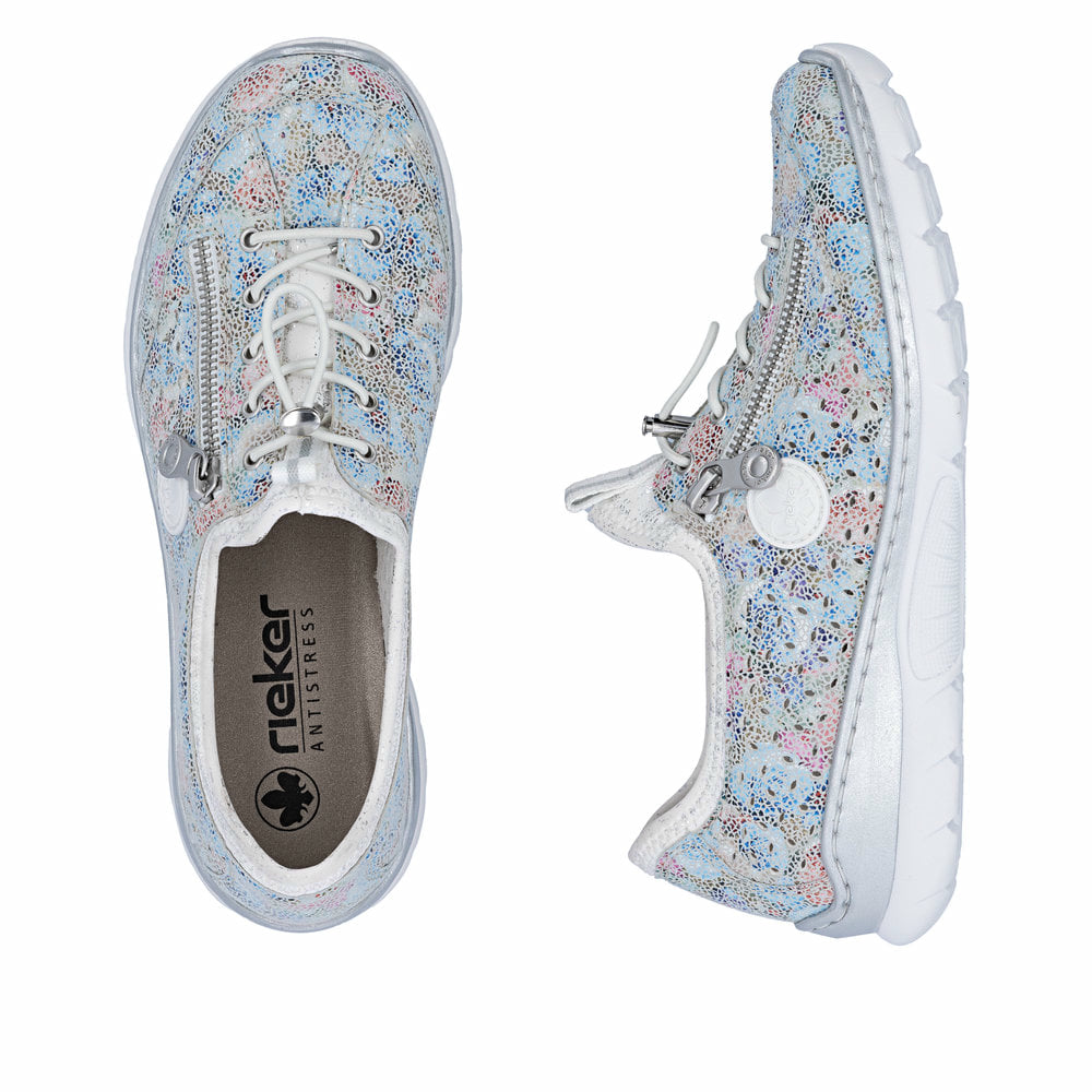 Mocassins Rieker multicolores pour femme L3252-91. Chaussure vue de dessus, couchée.
