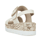 Beige vegane Rieker Keilsandaletten V3950-61 mit trendigen Schnalle. Schuh von hinten.
