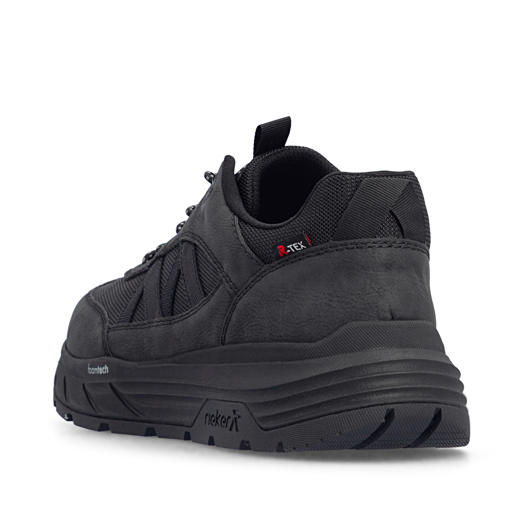 Mocassins Rieker noirs hommes 06155-00 avec membrane RiekerTEX hydrofuge. Chaussure vue de l'arrière.