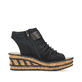 Schwarze Rieker Keilsandaletten 68191-00 mit trendigen Schnalle. Schuh Innenseite.