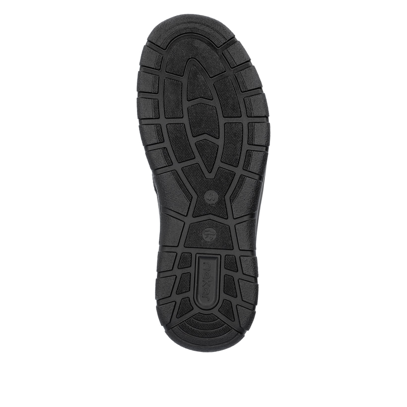 Schwarze Rieker Herren Slipper 03651-00 aus Glattleder. Schuh Laufsohle.