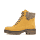 Ockerfarbene Rieker Damen Schnürstiefel Y8130-68 aus Rauleder. Schuh Außenseite.