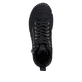 Schwarze Rieker Damen Schnürstiefel 45920-01 mit markanter Anflechter-Naht. Schuh von oben.