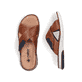 Braune Rieker Herren Pantoletten 25283-22 mit einem Klettverschluss. Schuh von oben, liegend.