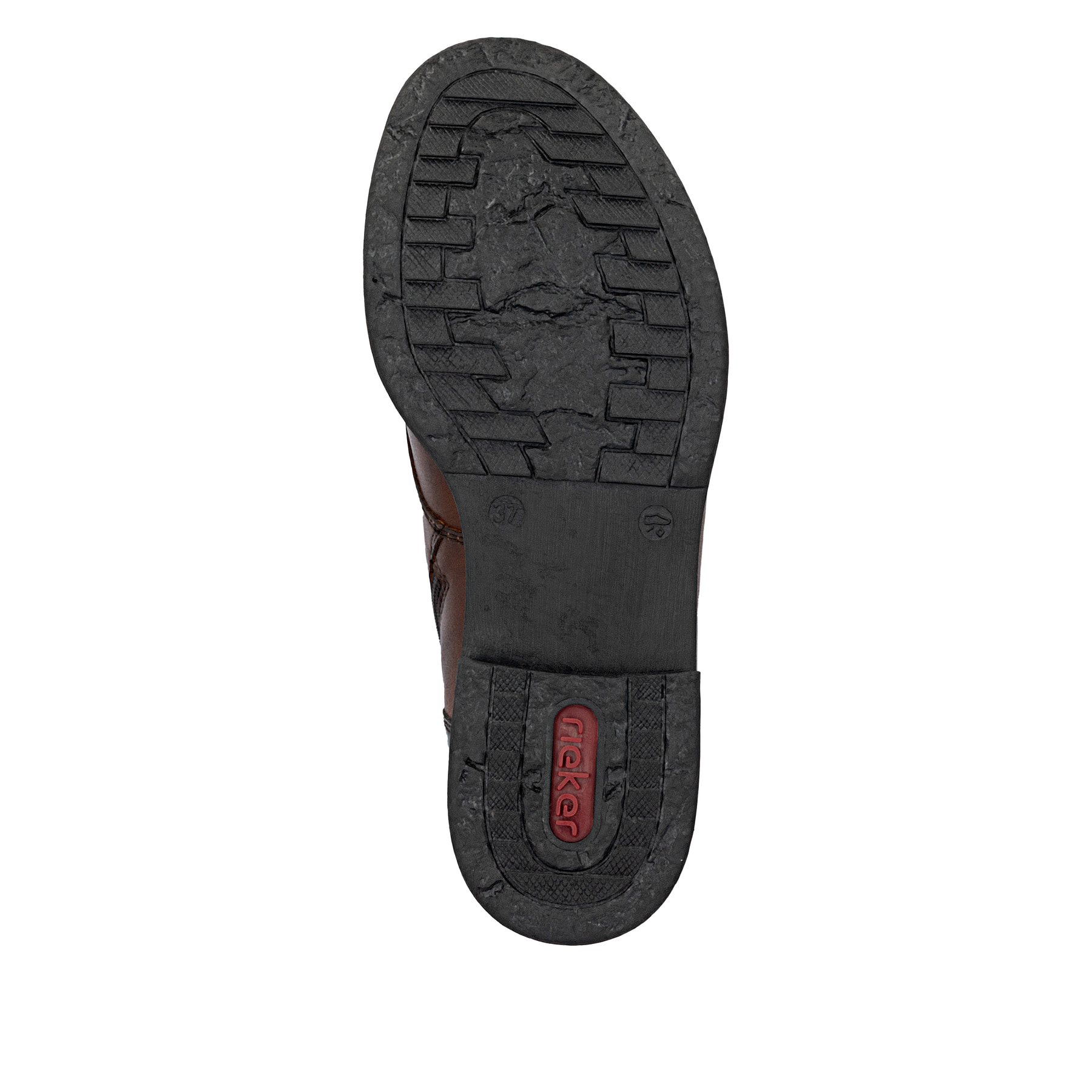 Dunkelbraune Rieker Damen Kurzstiefel 74804-22 aus Glattleder. Schuh Laufsohle.