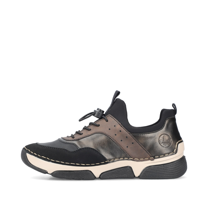 Urbanschwarze Rieker Damen Slipper 45957-00 mit einer schockabsorbierenden Sohle. Schuh Innenseite