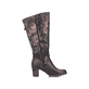 Brombeerfarbene Rieker Damen Hochschaftstiefel 96059-90 mit floralem Aufdruck. Schuh Innenseite.