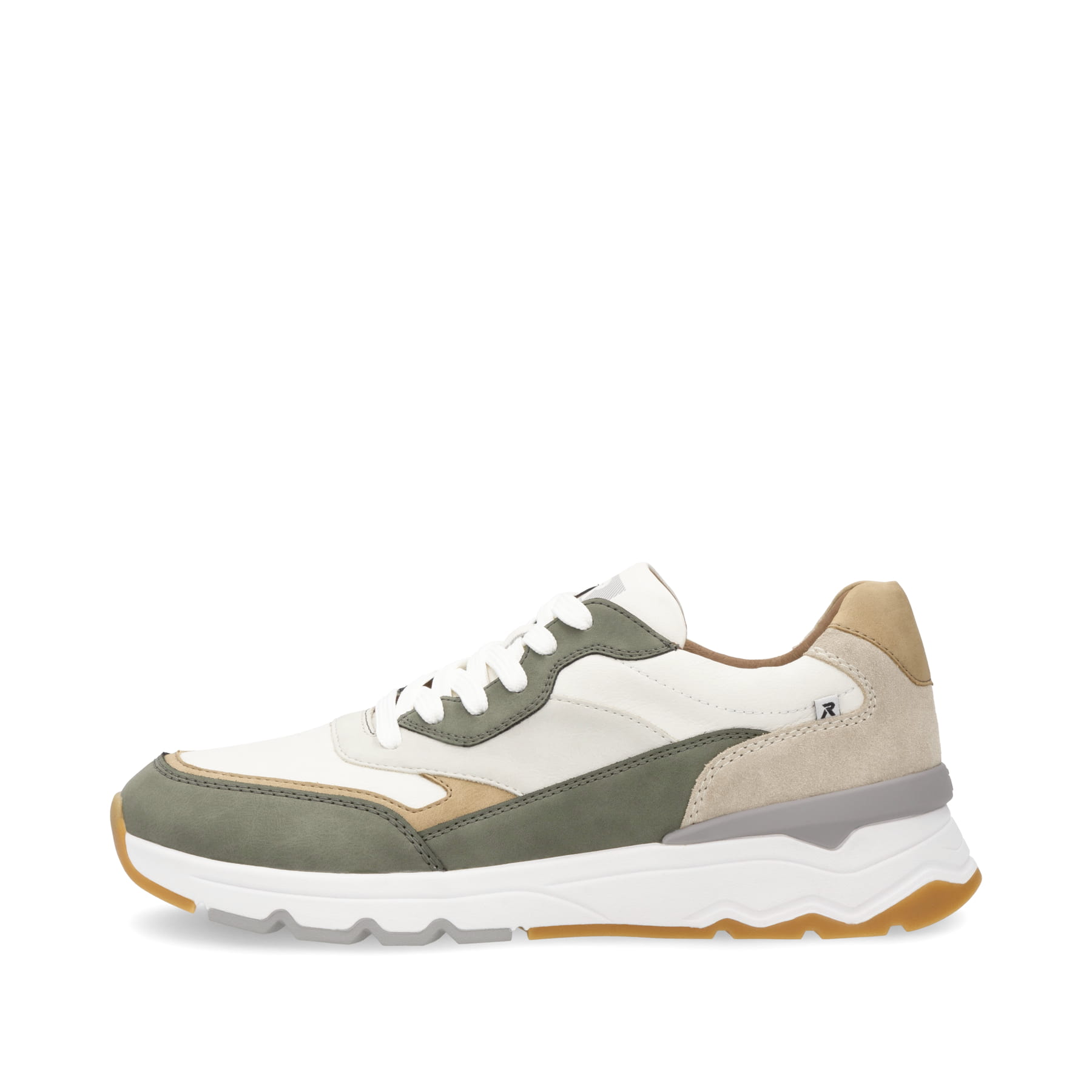 Weiße Rieker Herren Sneaker Low U0906-82 mit Schnürung sowie flexibler Sohle. Schuh Außenseite.