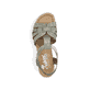Grüne Rieker Keilsandaletten 67459-52 mit Gummizug sowie sehr leichter Sohle. Schuh von oben.