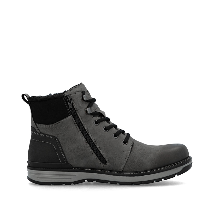 Graue Rieker Herren Schnürstiefel 39442-45 mit wasserabweisender TEX-Membran. Schuh Innenseite.
