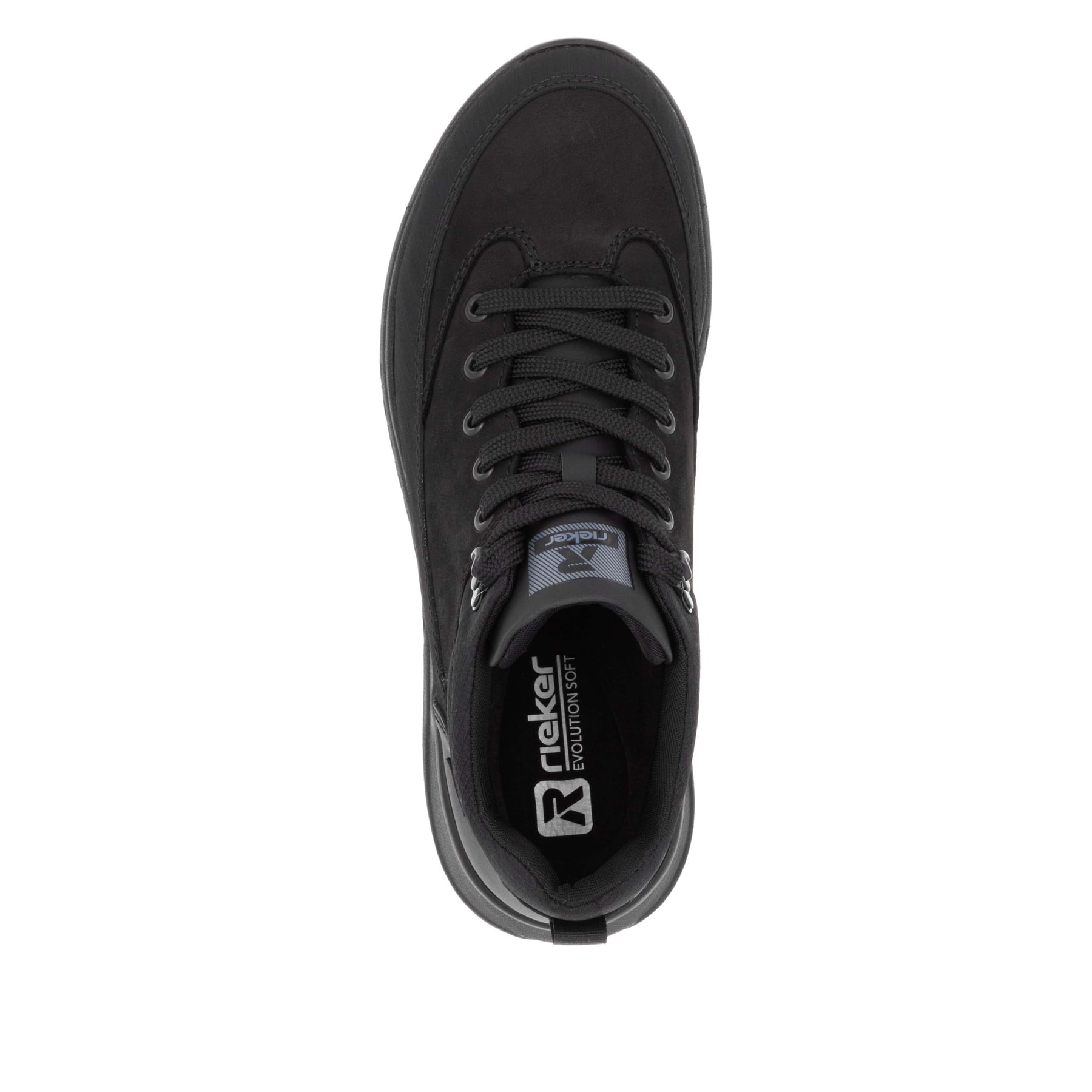 Schwarze Rieker Herren Schnürstiefel U0173-00 mit wasserabweisender TEX-Membran. Schuh von oben.