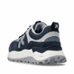 Blaue Rieker Herren Sneaker Low U1305-14 mit Schnürung sowie abgesetztem Logo. Schuh von hinten.