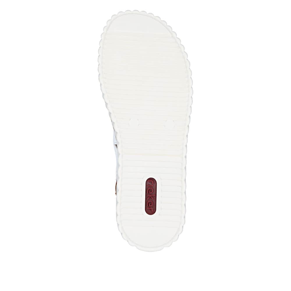 Sandales compensées Rieker multicolores pour femme 69260-91. Semelle extérieure de la chaussure.