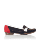 Blaue Rieker Damen Loafer 40065-14 mit der schmalen Passform E 1/2. Schuh Innenseite.