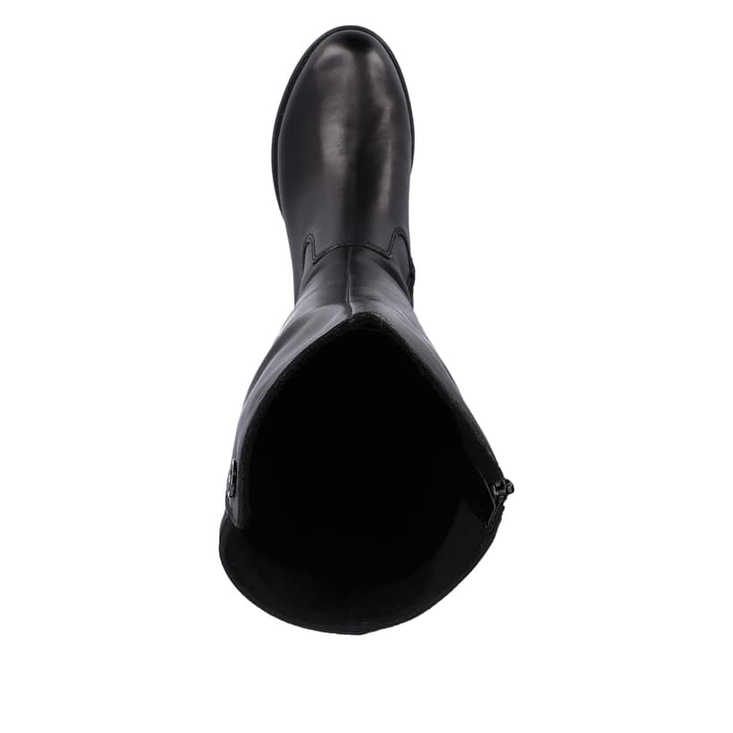 Schwarze Rieker Damen Hochschaftstiefel Z9591-01 aus Glattleder. Schuh von oben.