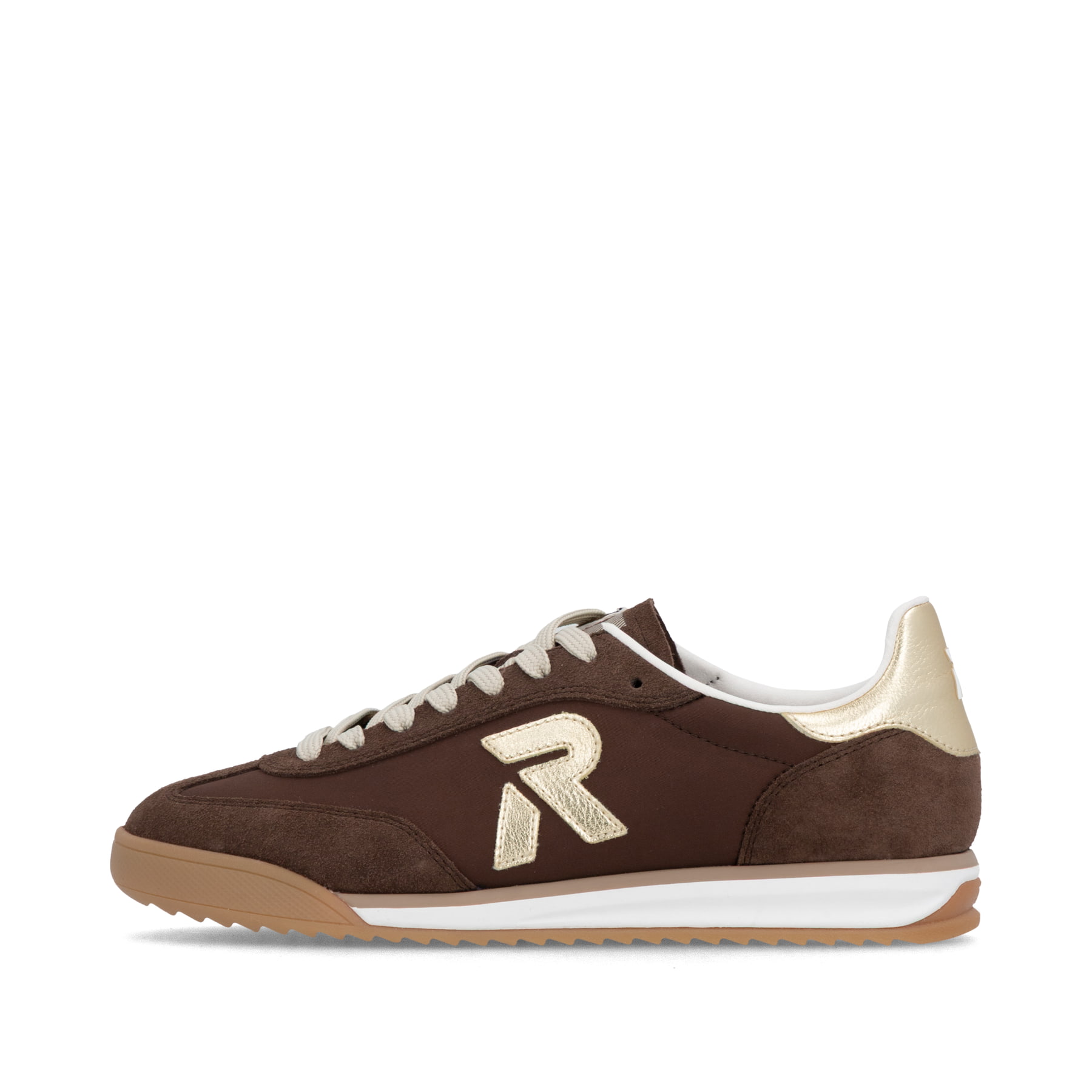 Baskets basses marron Rieker Sport pour femmes W4000-25. Côté extérieur de la chaussure.