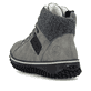 Graue Rieker Damen Schnürstiefel Z4230-40 mit wasserabweisender TEX-Membran. Schuh von hinten.