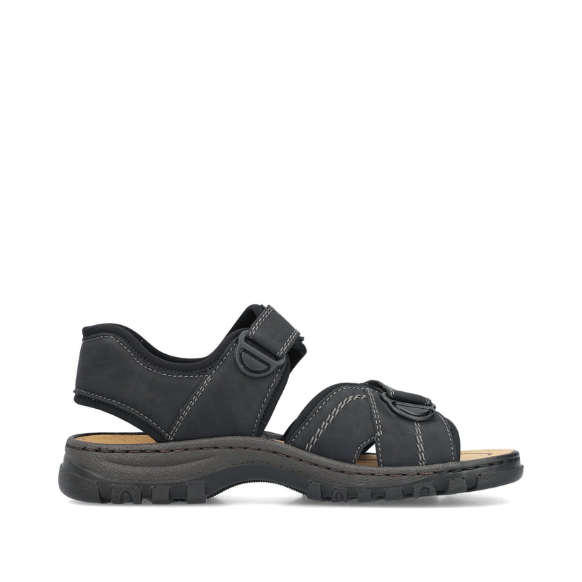 Schwarze Rieker Herren Trekkingsandalen 25051-03 mit einem Klettverschluss. Schuh Innenseite.