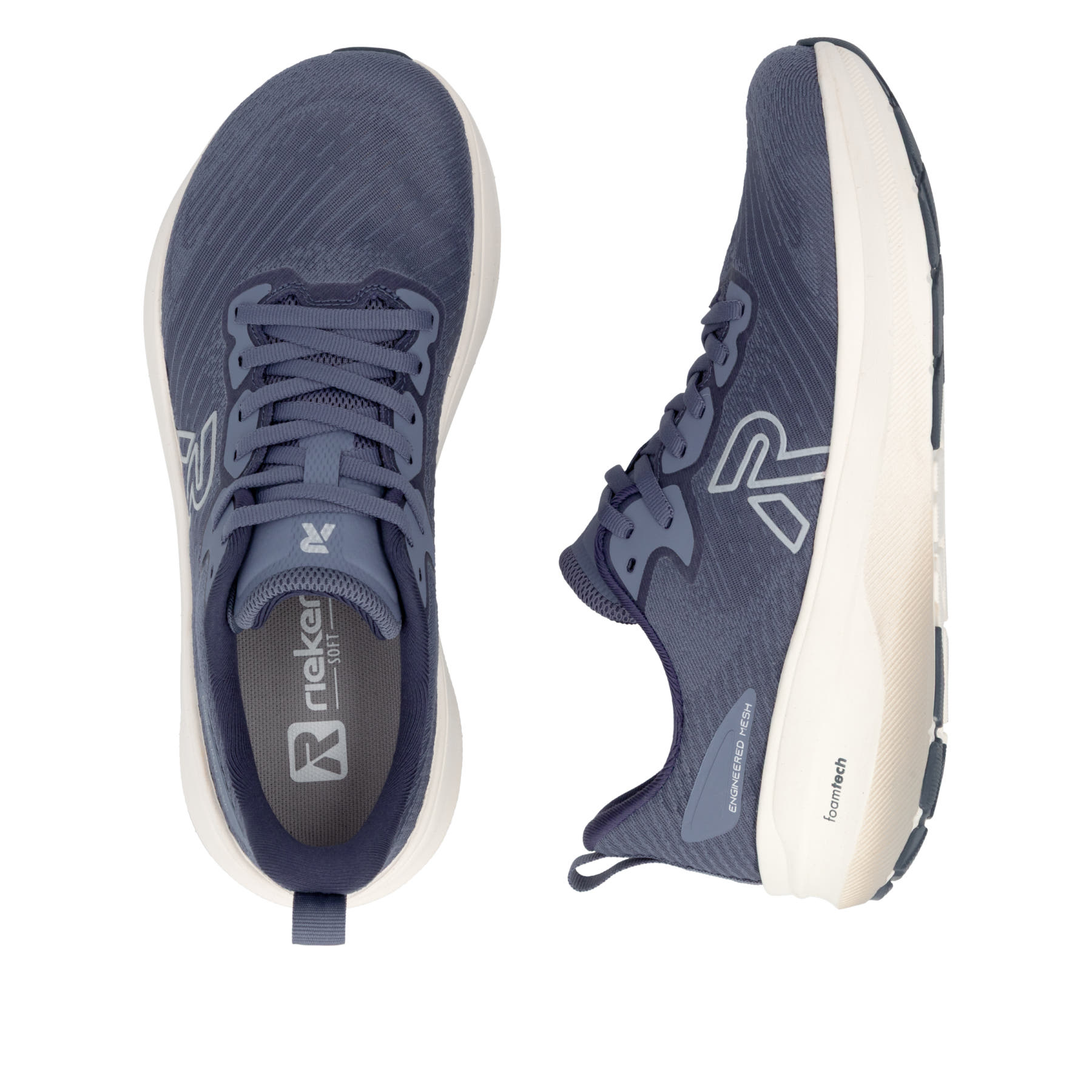 Blaue Rieker Sport Herren Sneaker Low U4301-12. Schuh von oben, liegend.
