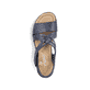 Schieferblaue Rieker Keilsandaletten 68179-14 mit einem Klettverschluss. Schuh von oben.