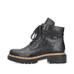 
Nachtschwarze Rieker Damen Biker Boots 72603-00 mit Schnürung und Reißverschluss. Schuh Außenseite