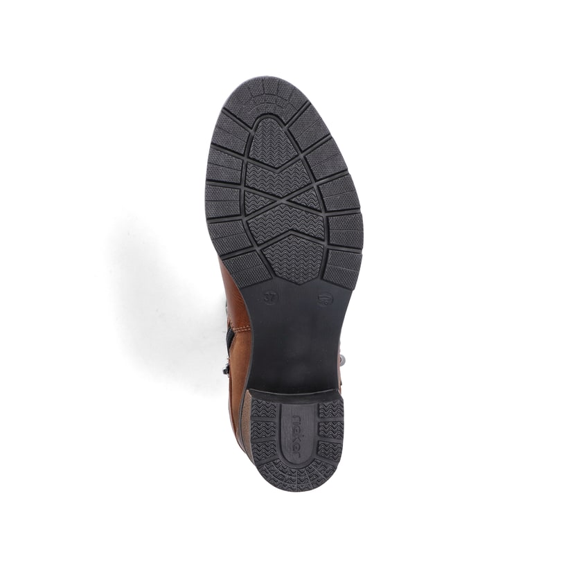 Graugrüne Rieker Damen Schnürstiefel 77431-54 mit Schnürung und Reißverschluss. Schuh Innenseite