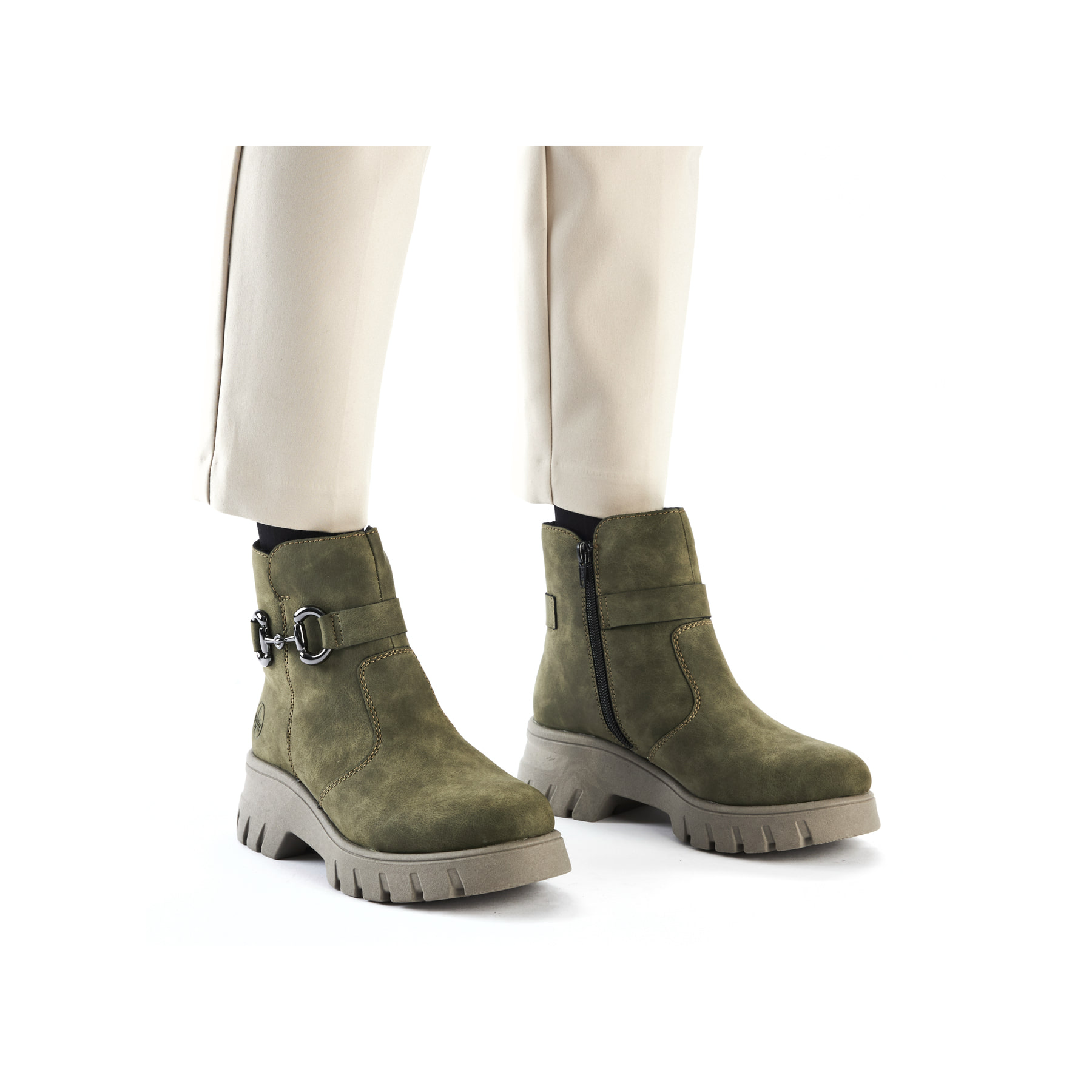 Rieker Z9152 Bikerboot, voor dames, beige, 38 EU, beige, 38 EU