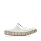 Weiße Rieker Damen Clogs L0396-80 mit handgestickten Nähten. Schuh Innenseite.