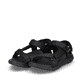 Schwarze waschbare Rieker Herren Trekkingsandalen 20802-01 mit flexibler Sohle. Schuhpaar seitlich schräg.