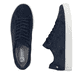 Dunkelblaue Rieker Herren Sneaker Low U0701-14 aus Rauleder mit einer Schnürung. Schuh von oben, liegend.