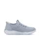 Blaue vegane Rieker Damen Slipper M5066-30 mit einem Gummizug. Schuh Innenseite.