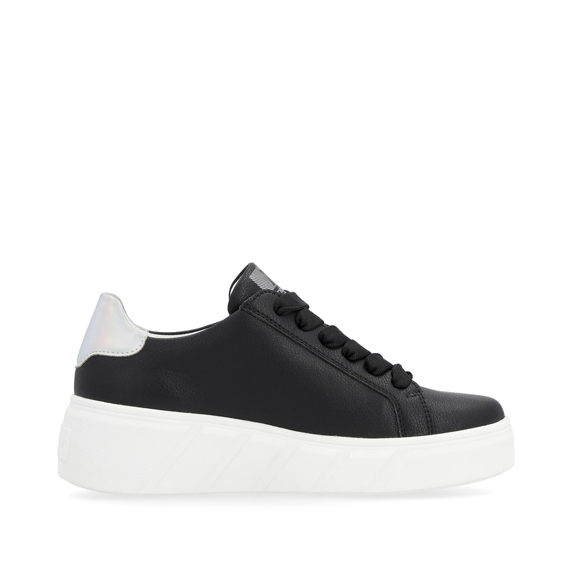 Schwarze Rieker Damen Sneaker Low W0505-00 mit einer dämpfenden Sohle. Schuh Innenseite.