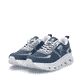 Baskets basses Rieker bleues pour femme W3504-12 avec lacets. Chaussures inclinées sur le côté.