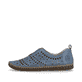 Blaue Rieker Damen Slipper M2852-12 aus Glattleder, Barfußschuhe. Schuh Außenseite.