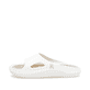 Weiße Rieker Damen Pantoletten W3350-80 mit ultraleichter und flexibler Sohle. Schuh Außenseite.