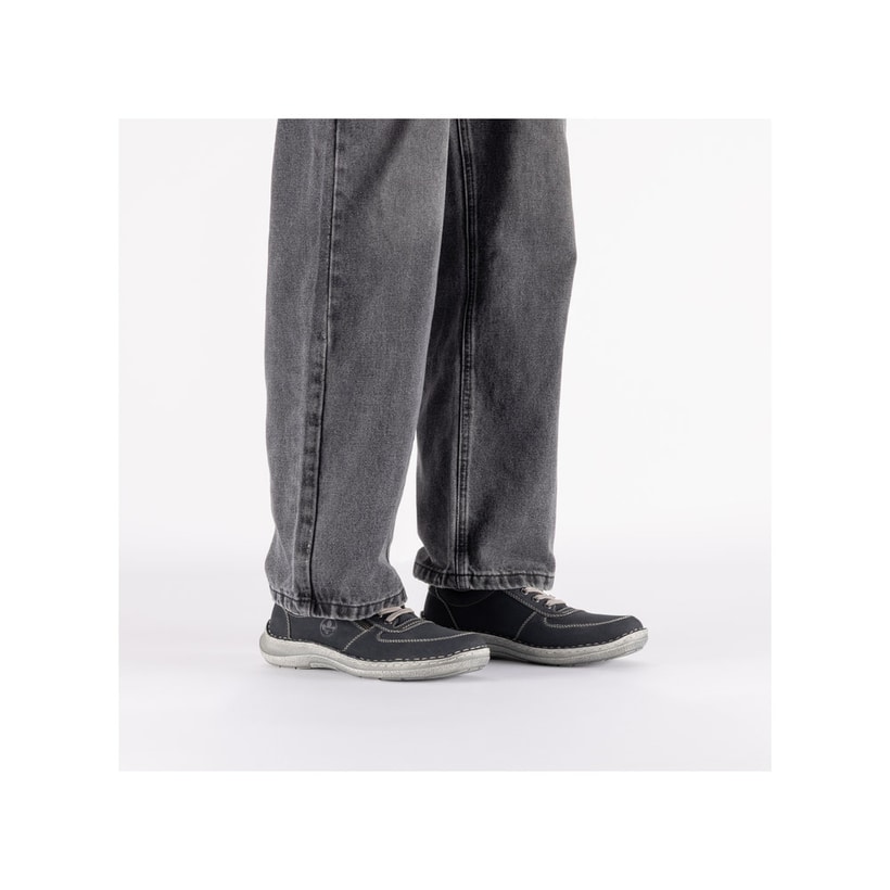 Blaue Rieker Herren Schnürschuhe 03030-14 mit modernen Ziernähten. Schuh am Fuß.