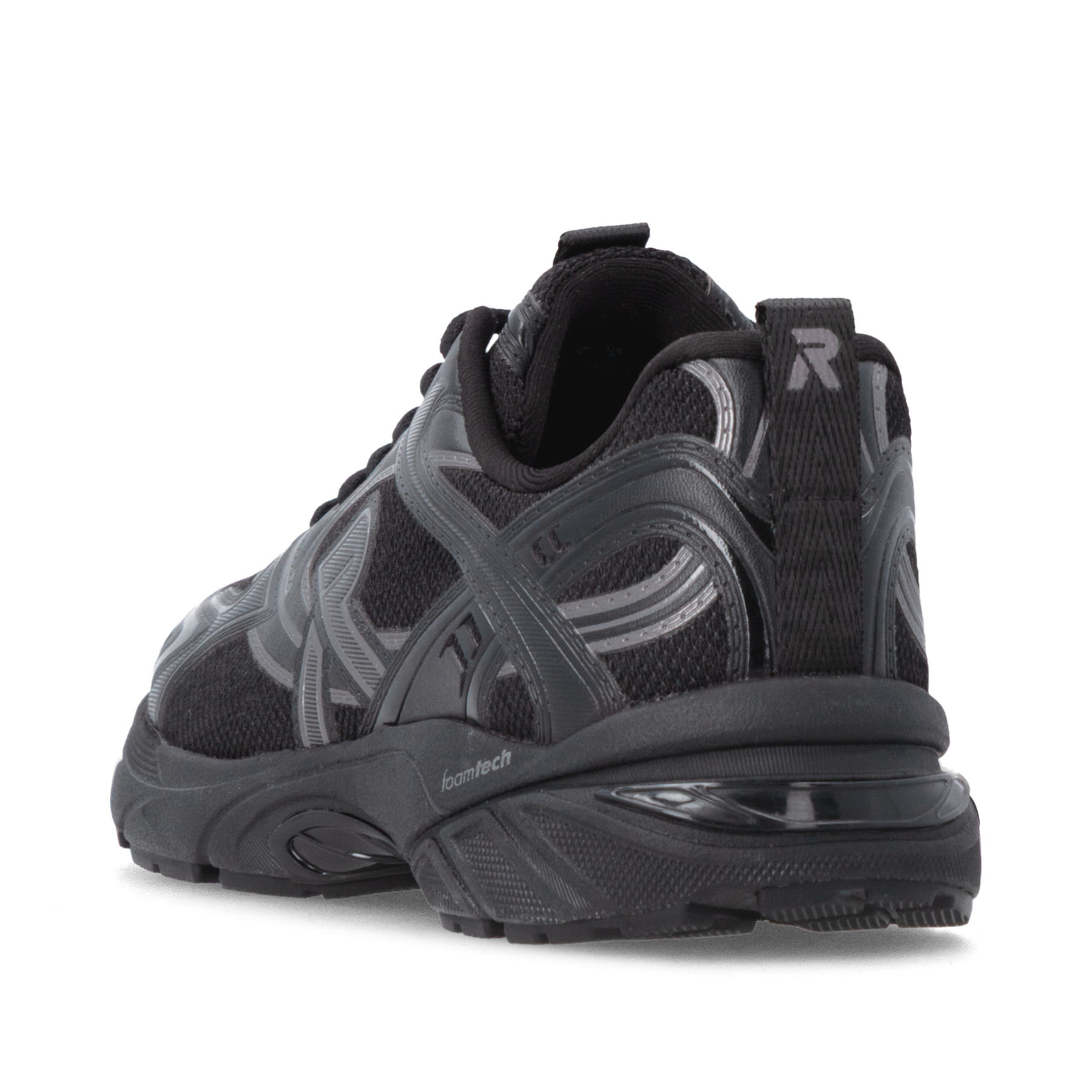 Schwarze Rieker Sport Damen Sneaker Low W4202-00. Schuh von hinten.