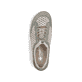 Grüne Rieker Damen Slipper 55960-52 mit Gummizug sowie extra weicher Decksohle. Schuh von oben.