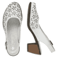 Weiße Rieker Pumps 40981-80 in Löcheroptik mit einer Schnalle. Schuh von oben, liegend.