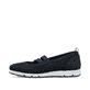 Blaue Rieker Ballerinas L3053-14 mit Gummizug sowie herausnehmbarer Einlegesohle. Schuh Außenseite.