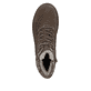 Dunkelbraune Rieker Damen Schnürstiefel X8233-25 aus Rauleder. Schuh von oben.