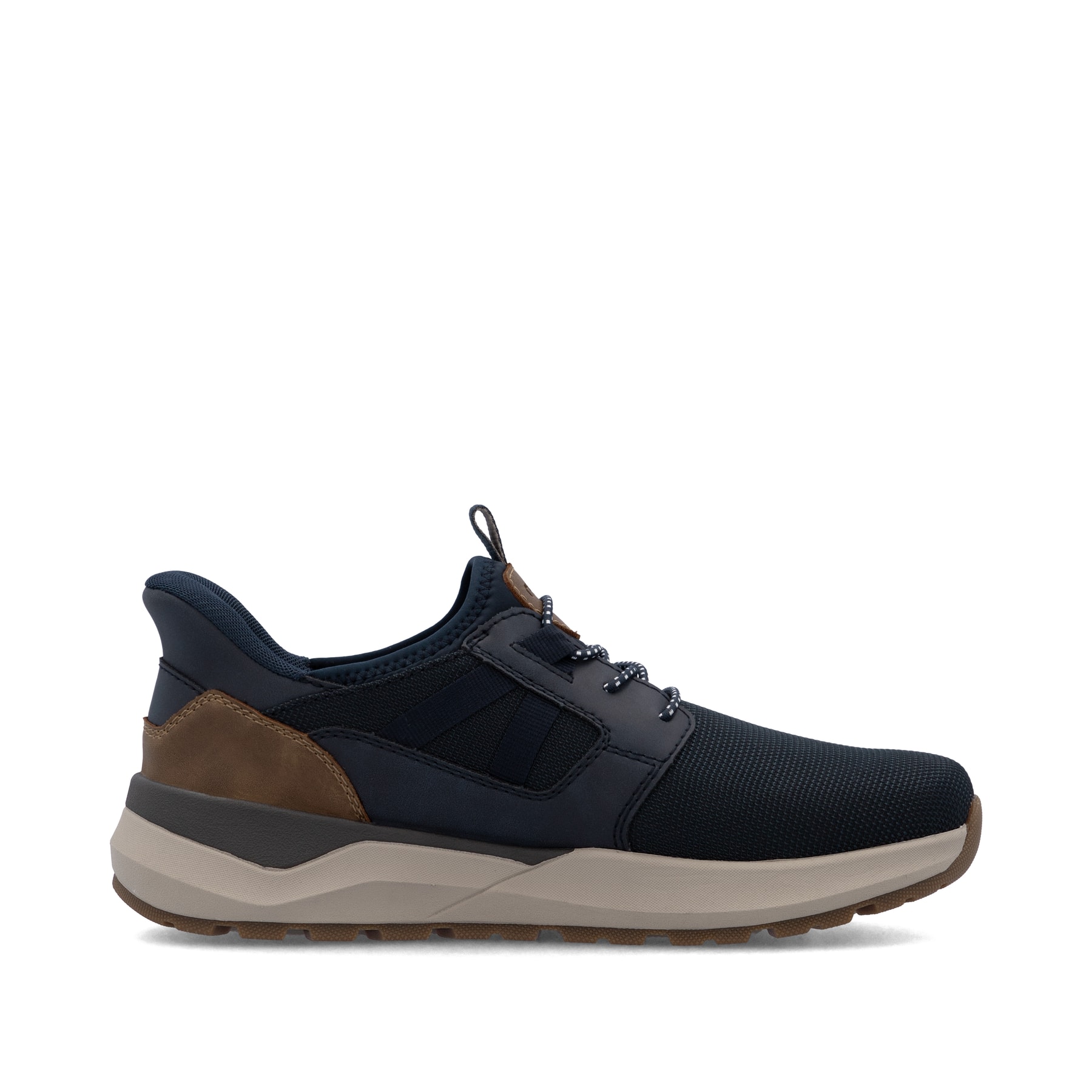 Mocassins Rieker bleus pour homme 06051-14 avec fonction easy in Ready2GO. Chaussure vue de l'arrière.