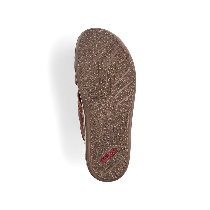 Braune Rieker Herren Pantoletten 21082-24 aus Glattleder mit der Komfortweite G. Schuh Laufsohle.